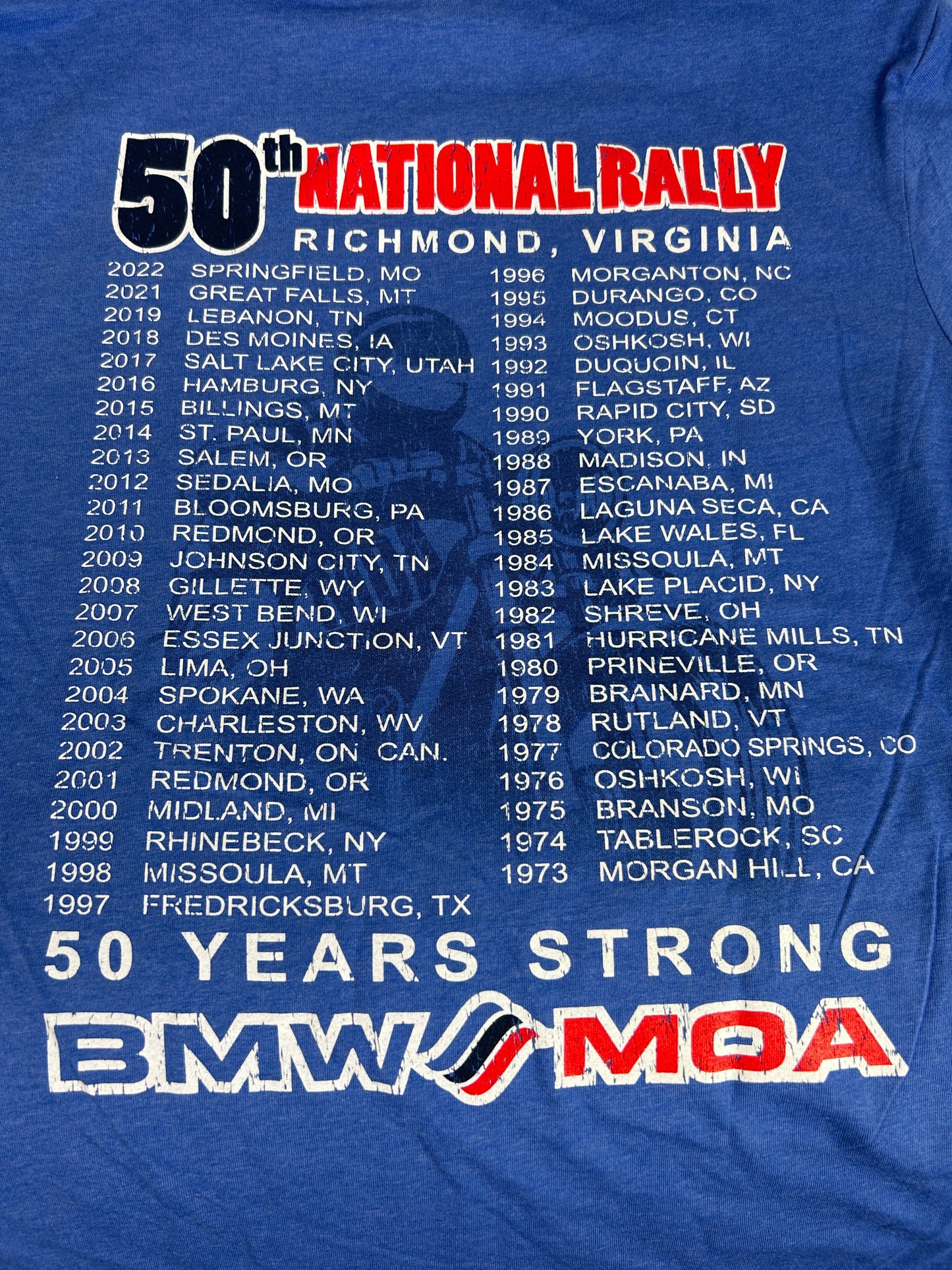 50th Anniversary National Rally - Women's V Neck or Regular Tee - Blue Heather