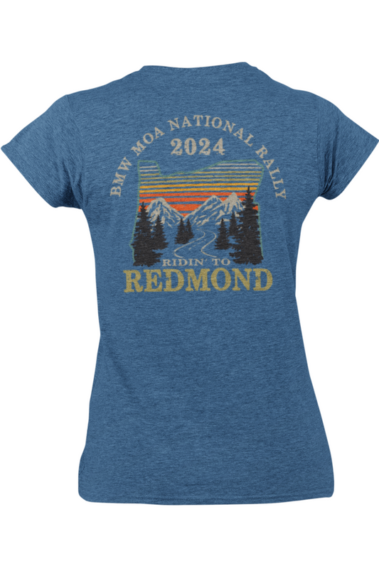 NEW! Riding to Redmond - Rally Tee - Women's V Neck - Distressed Heather Navy