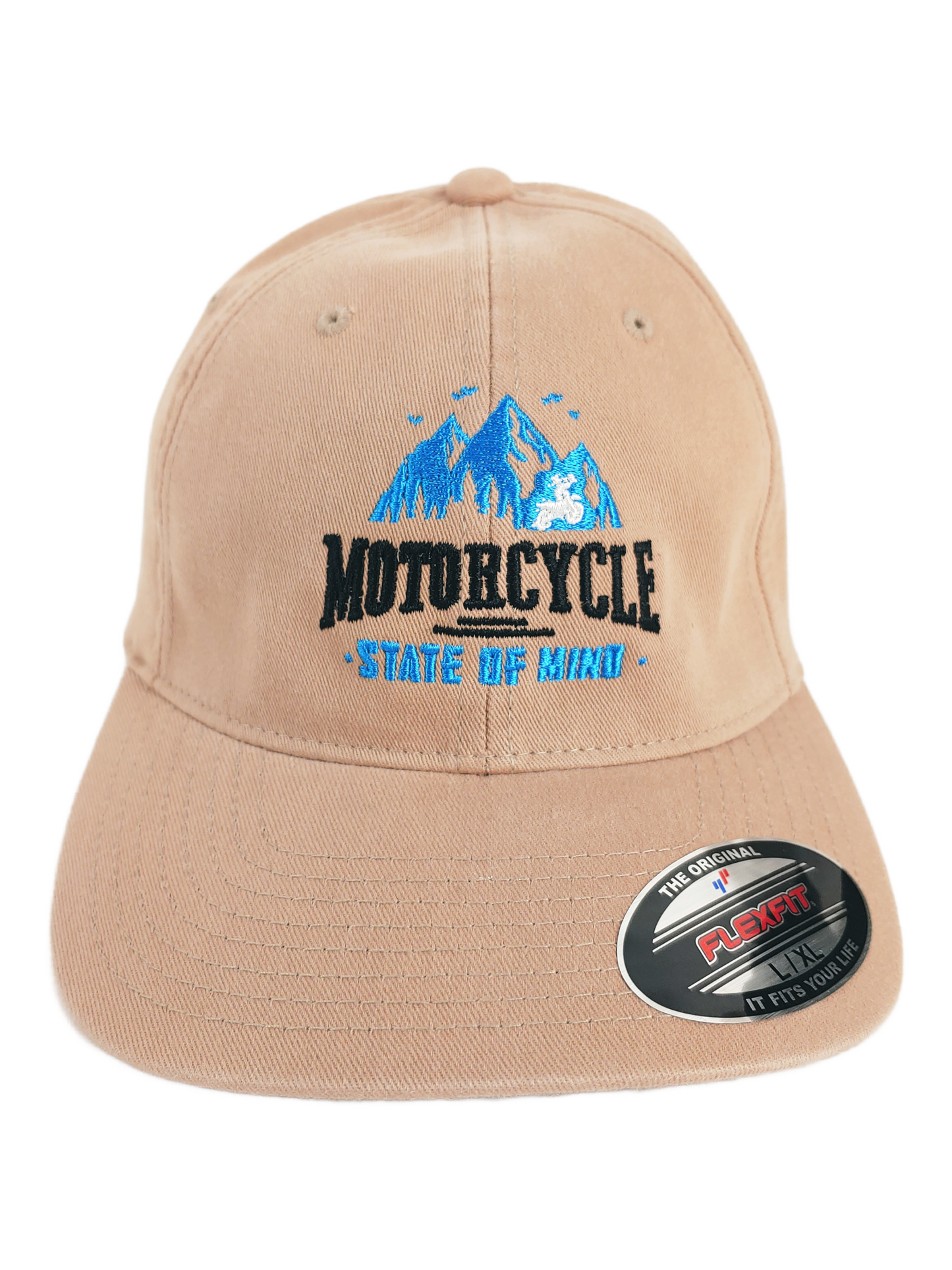 Motorcycle State of Mind - Mountains - Khaki Flex Fit - Baseball Style Hat