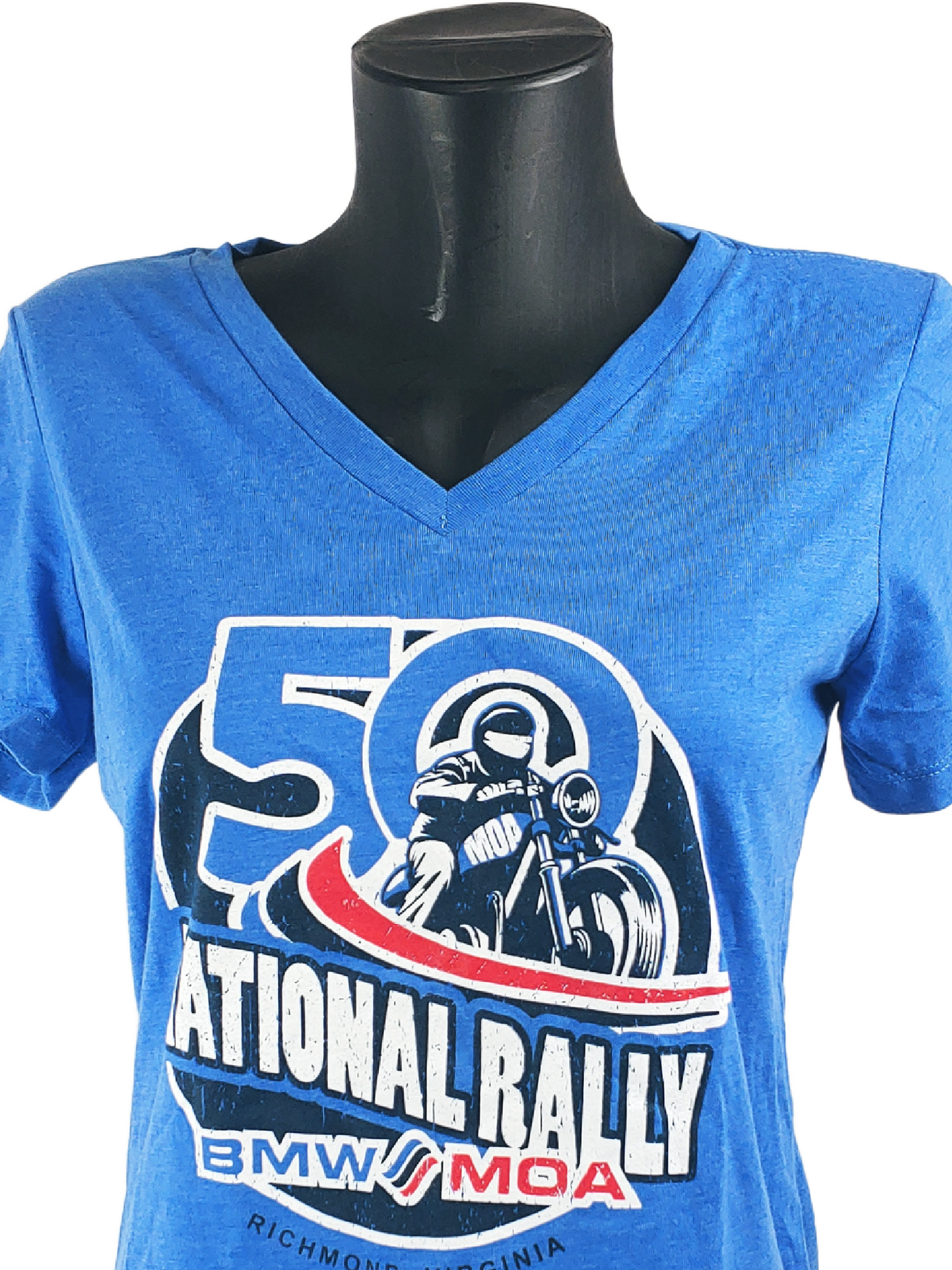 50th Anniversary National Rally - Women's V Neck or Regular Tee - Blue Heather