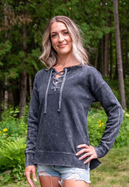 Charles River Derby Lace Up Tunic - Charcoal