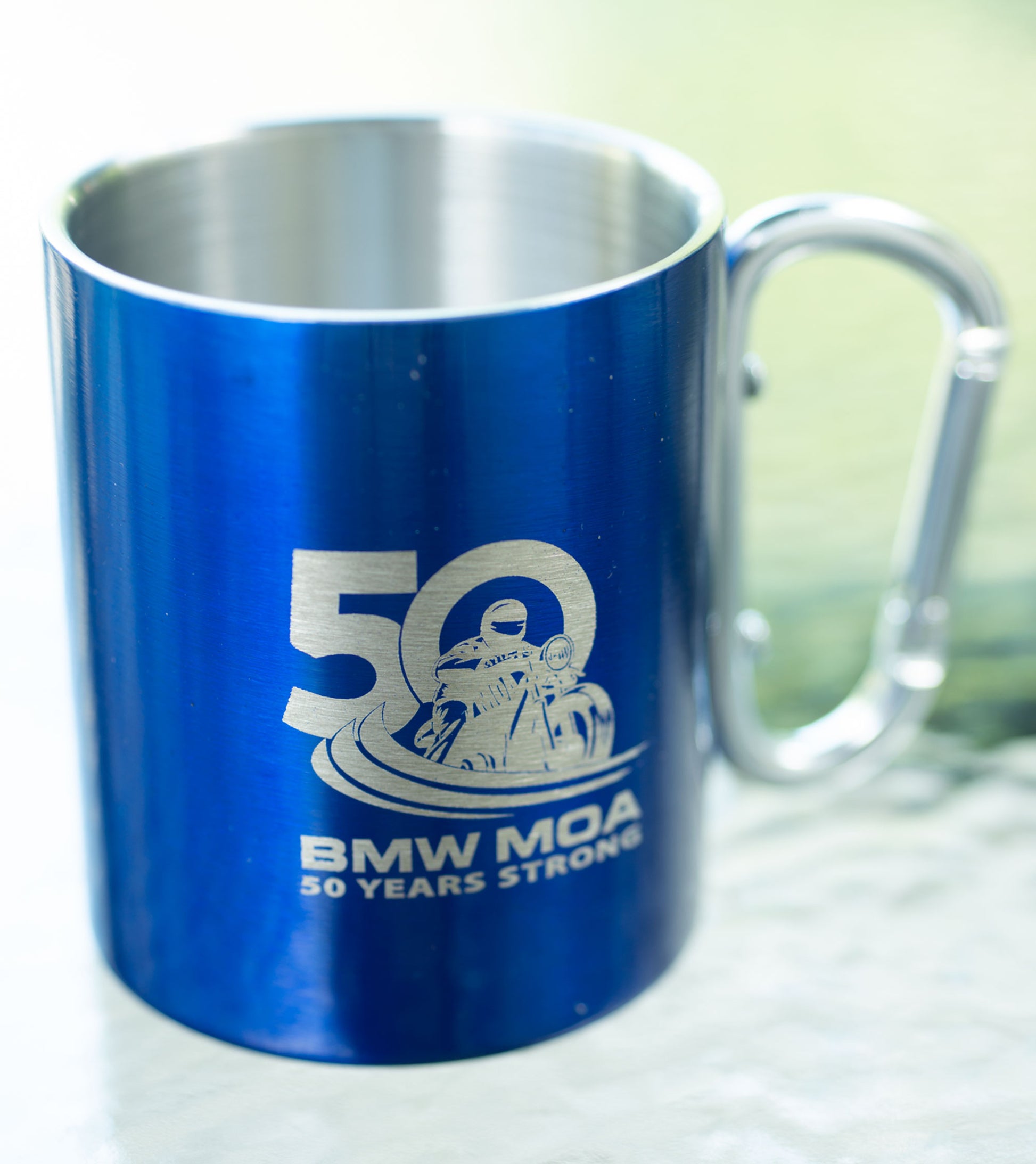 Stainless Steel 50th Carabiner Mug – BMW Motorcycle Owners of America