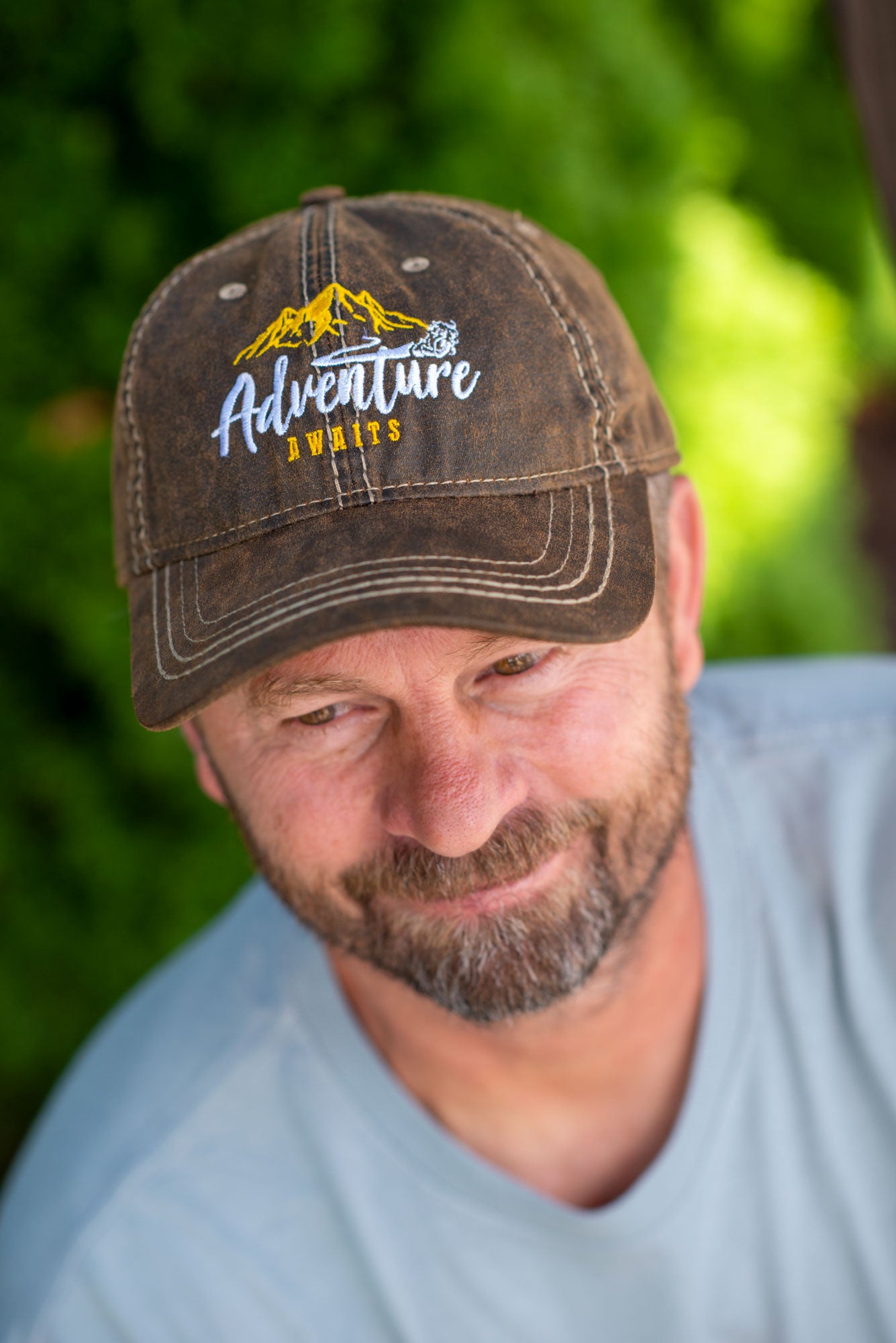 Adventure Awaits - Oiled Canvas - Charcoal or Brown - Baseball Style Hat